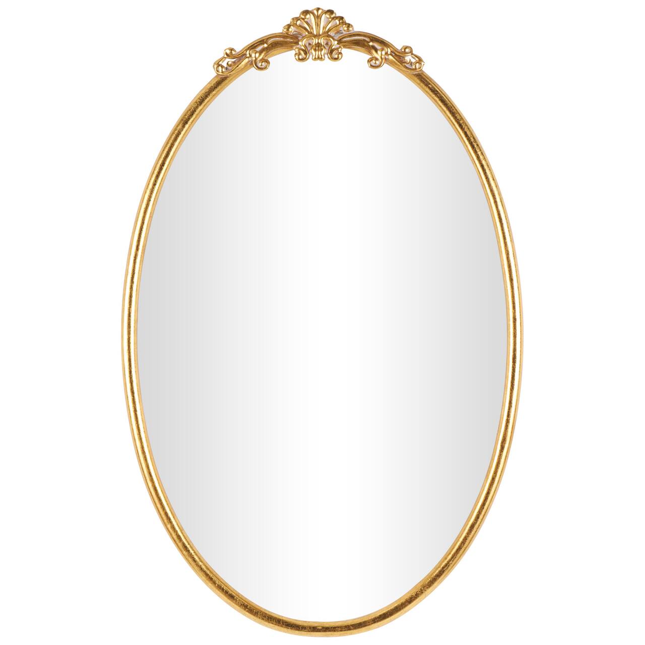 24" x 38" Gold Metal Ornate Baroque Oval Wall Mirror